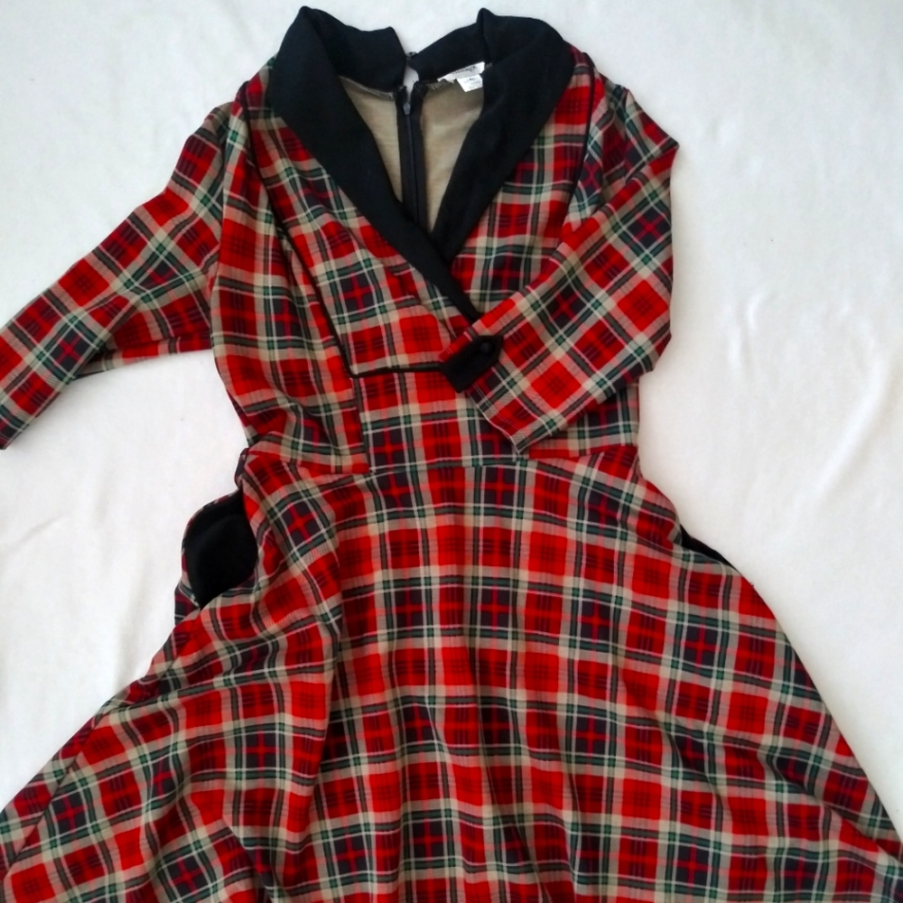 Unique Vintage A line plaid dress